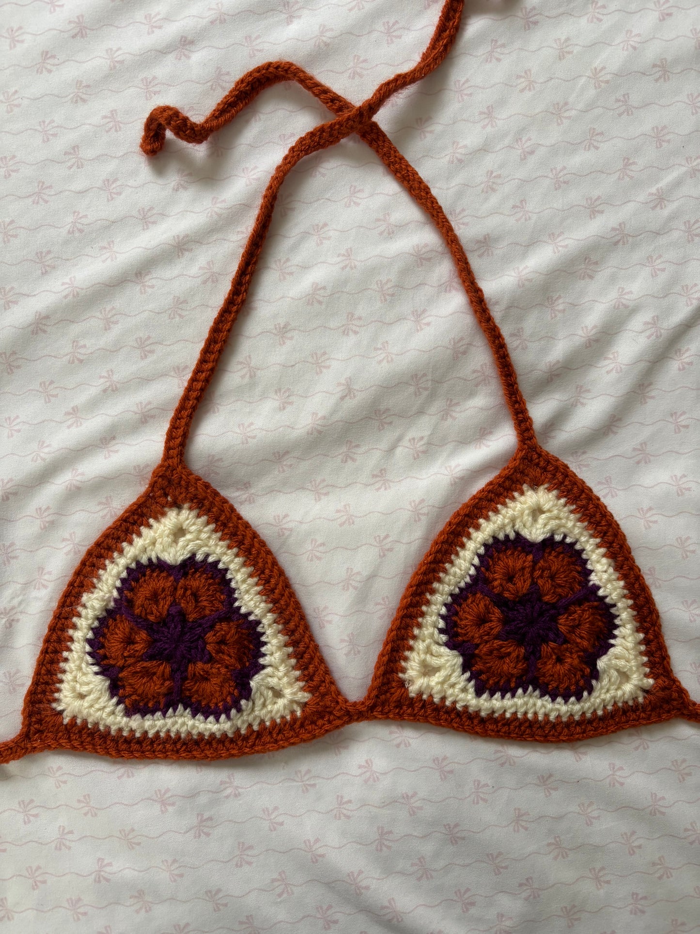 Orange and Purple Crochet Flower Bikini