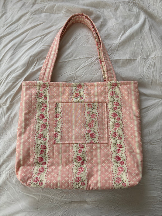 Vintage Pink Quilted Tote